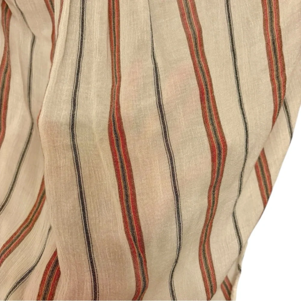 Kut From The Kloth Cream Red Striped Wrap Front Top Office Casual Blouse Medium